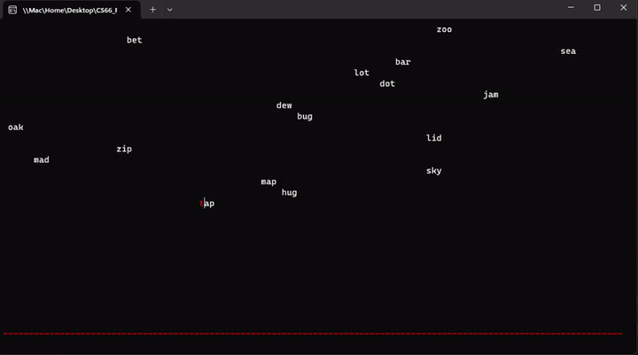 Typing game interface for learning assembly language instructions